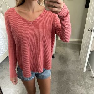 Pink waffle knit sweater